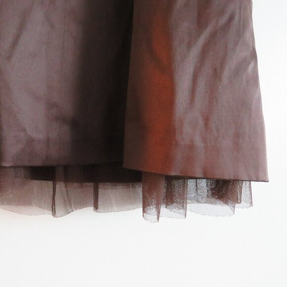 VINTAGE Y2K RW & CO Espresso Brown Satin Sweetheart Tulle Dress US 0 Prom Goth - Picture 12 of 15